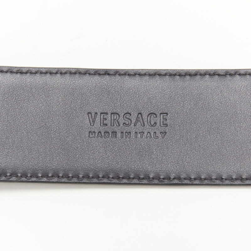 VERSACE $1200 La Medusa gold buckle black scaled leather belt 105cm 40-44"