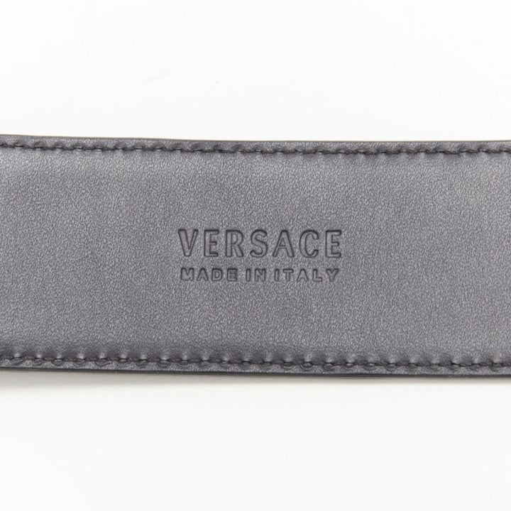 VERSACE $1200 La Medusa gold buckle black scaled leather belt 105cm 40-44"