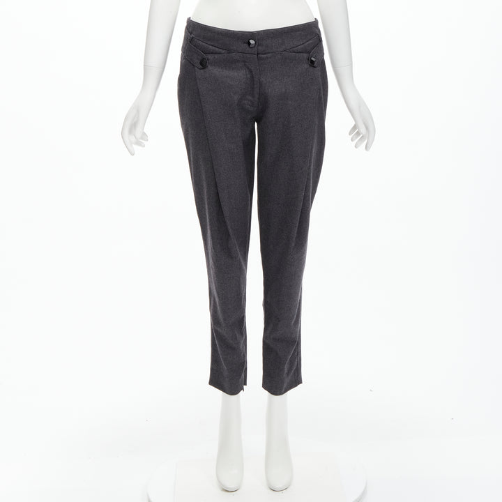 STELLA MCCARTNEY 100% wool grey houndstooth structural pleat  pants IT38 XS