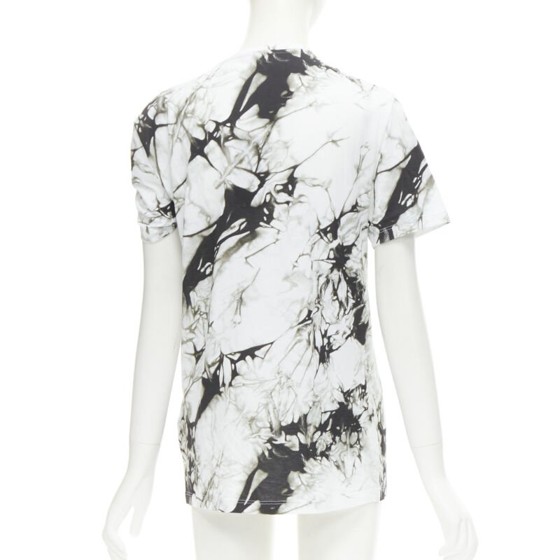 VERSACE Medusa gold ring marble black white tie dye tshirt IT38 S