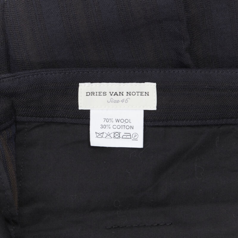 LANVIN ALBER ELBAZ mohair wool black satin side trimmed tuxedo trousers FR44