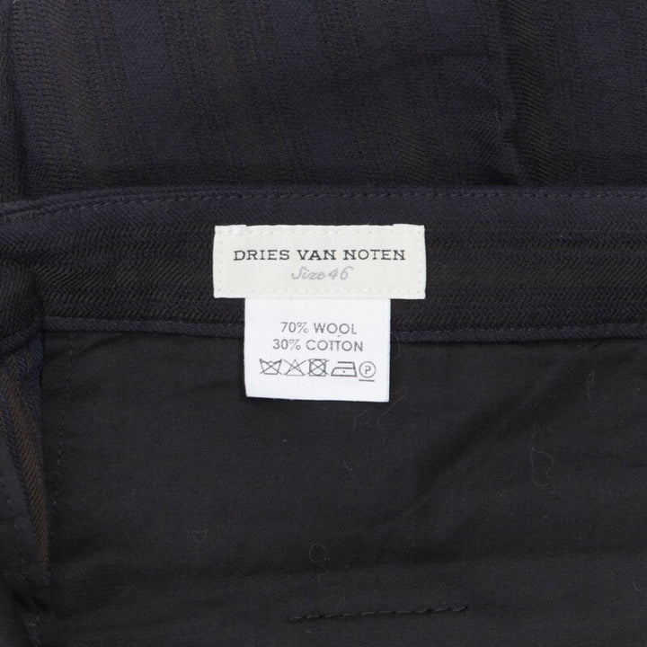 LANVIN ALBER ELBAZ mohair wool black satin side trimmed tuxedo trousers FR44
