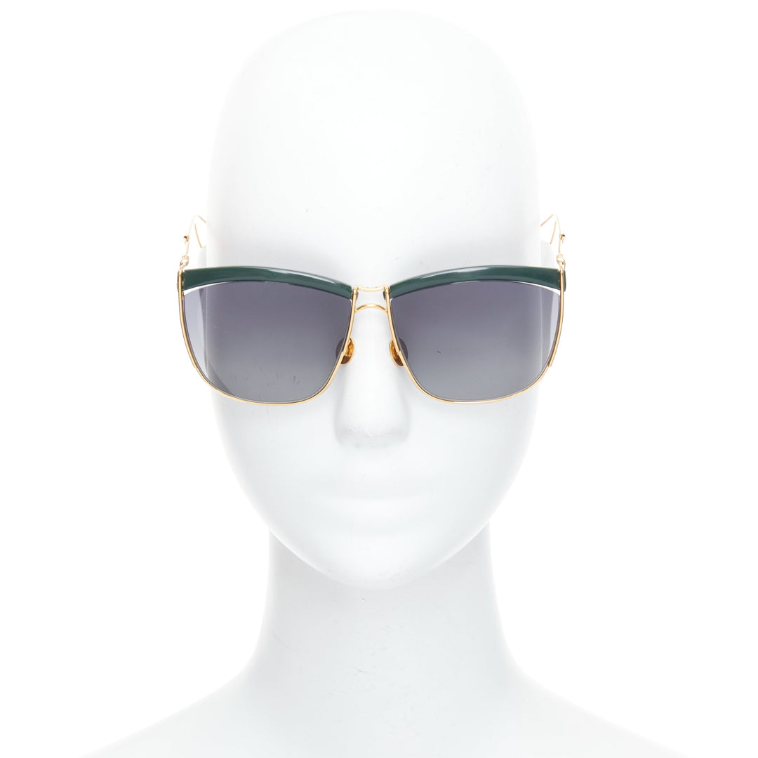 DIOR  So Electric green bridge gold trims gradient lens squoval sunnies