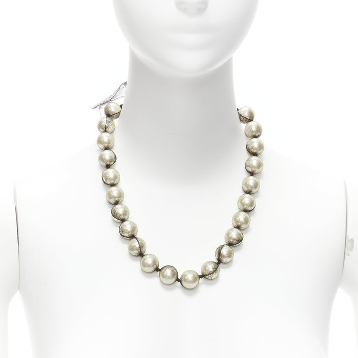 LANVIN ALBER ELBAZ cream pearl black mesh ribbon wrap princess necklace