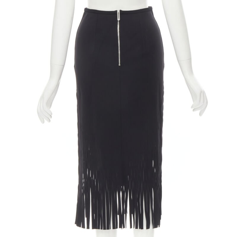 DION LEE laser cut perforated fringe midi skirt S