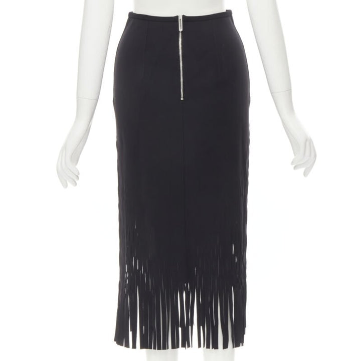 DION LEE laser cut perforated fringe midi skirt S