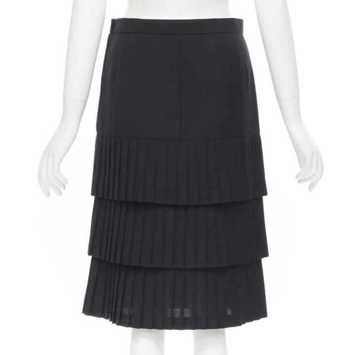 JUNYA WATANABE 1998 black pleated tiered hem pencil skirt S