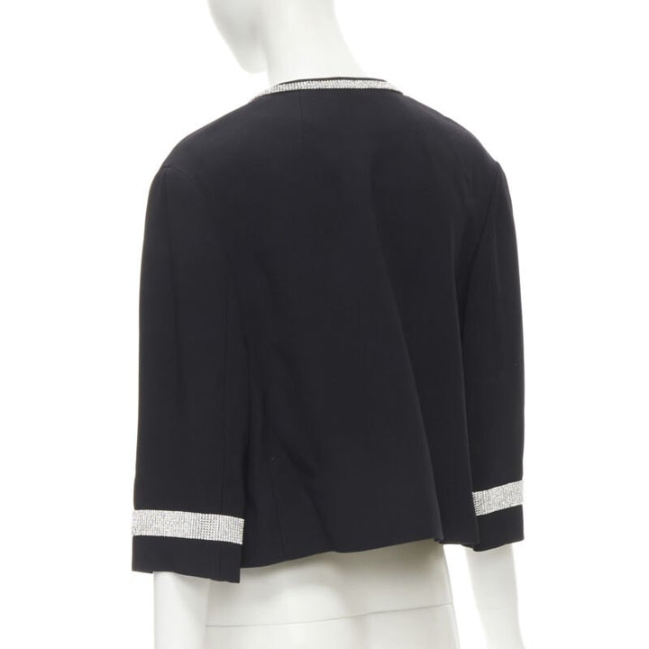DOLCE GABBANA black silver crystal rhinestone collar cuff dinner jacket IT36 XS