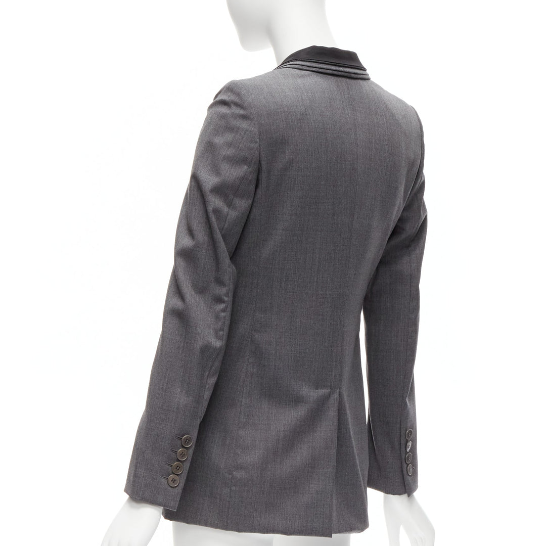 STELLA MCCARTNEY grey wool triple layer shawl pocketed fitted blazer IT36 XXS