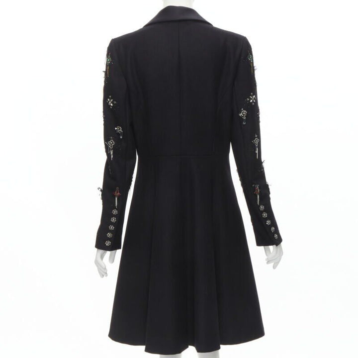 Runway CHANEL Paris London Metier D'art Lesage Punk cashmere coat FR40