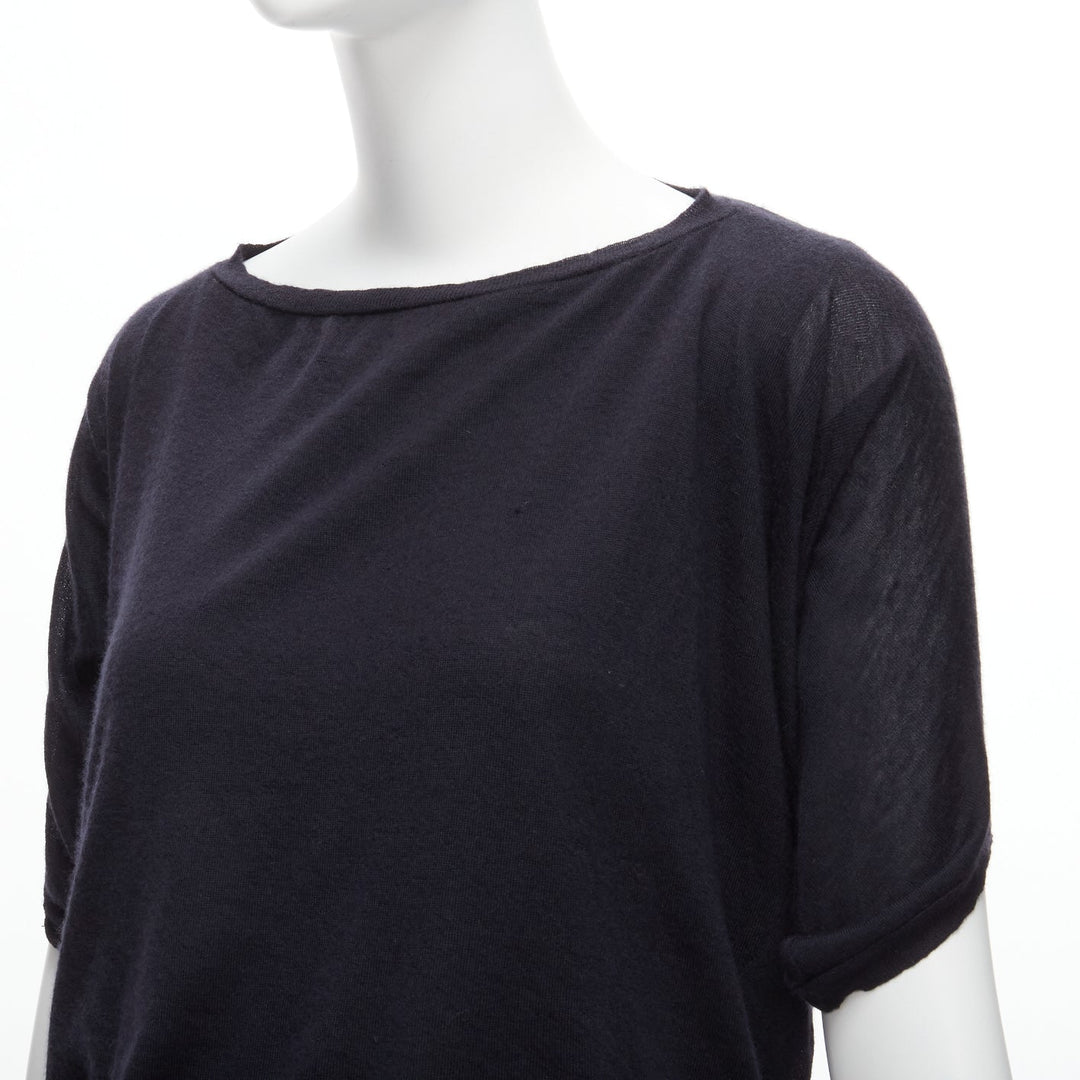 LANVIN 2009 100% cashmere silk contrast black layered tunic top FR34 XS