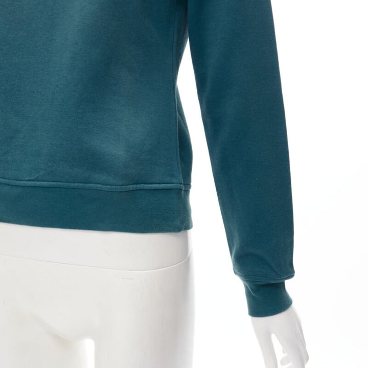 LOUIS VUITTON teal blue bow lock charm patch pocket cotton fleece sweater S