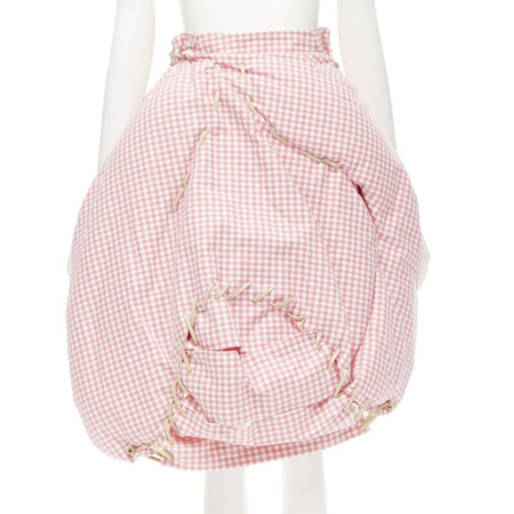 rare COMME DES GARCONS Vintage 2004 Runway pink checked  Punk balloon skirt