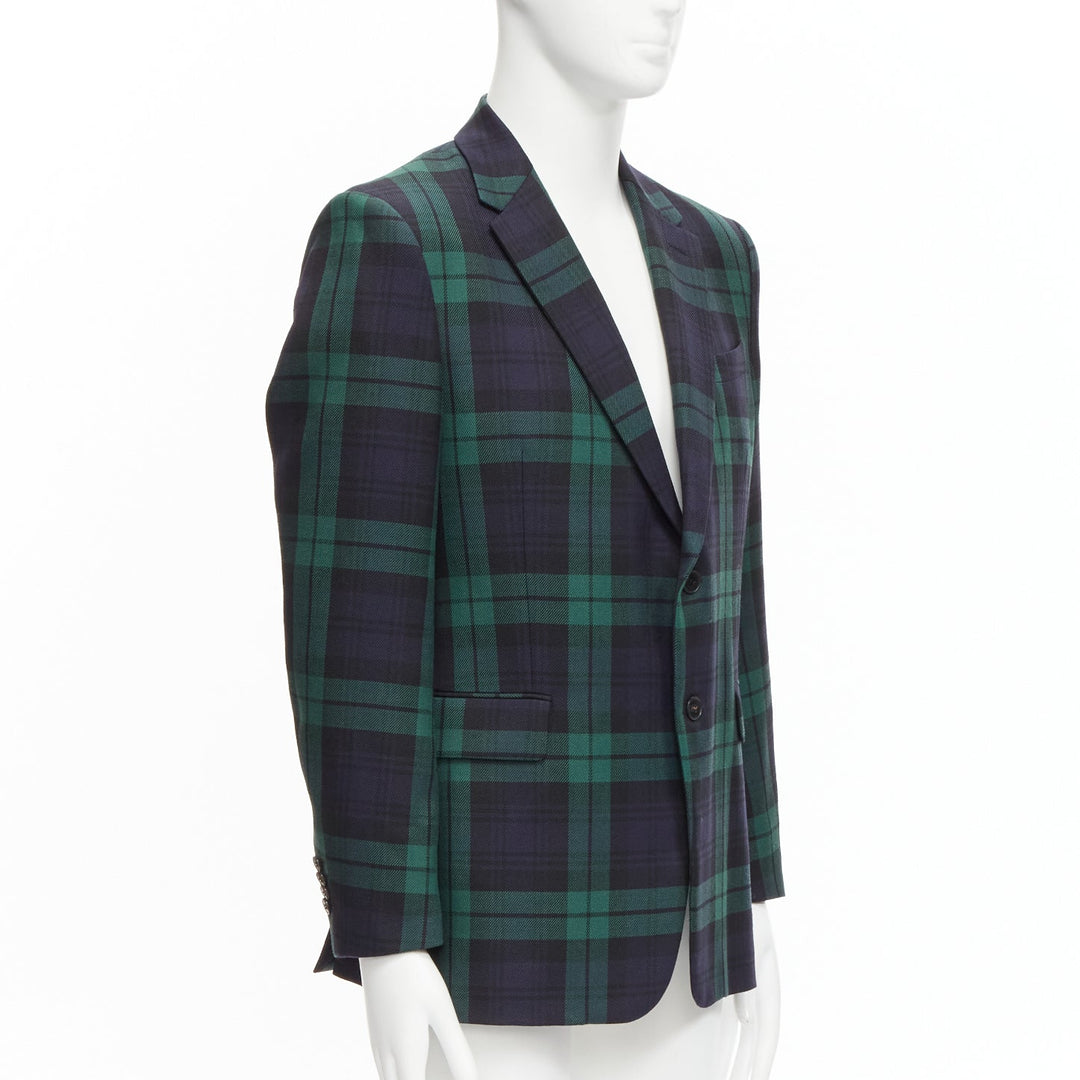 VALENTINO 100% virgin wool green blue check  preppy schoolboy blazer IT50 L