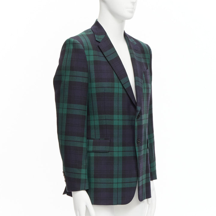 VALENTINO 100% virgin wool green blue check  preppy schoolboy blazer IT50 L