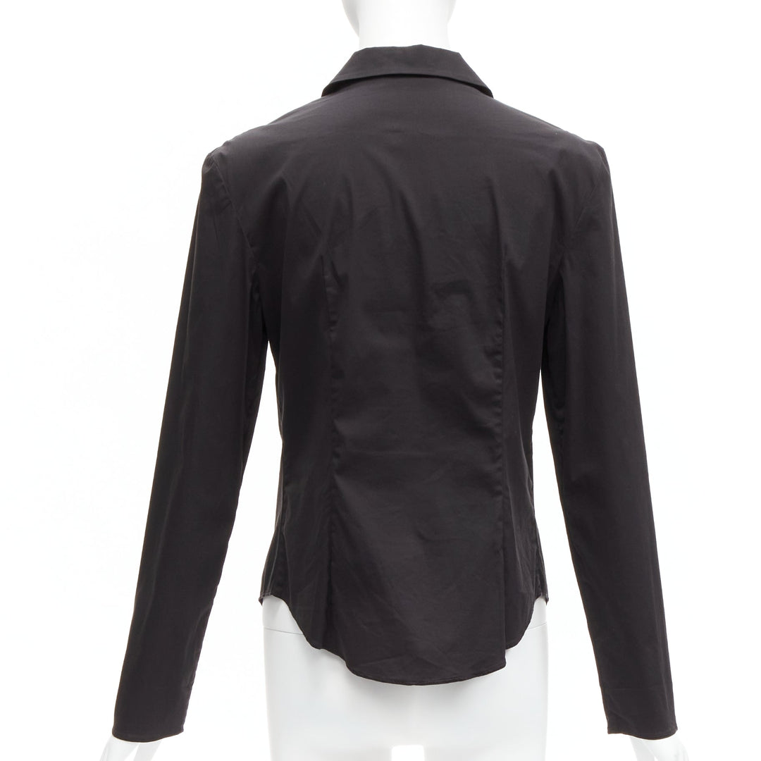 PRADA Vintage charcoal black lapels dared minimal classic dress shirt IT46 XL