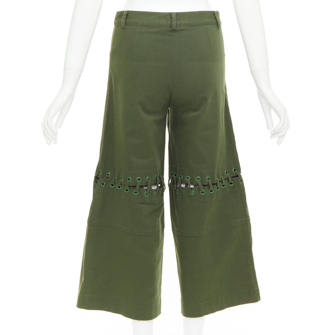 ROSIE ASSOULIN green eyelet lace weaved knee culotte pants US2 S