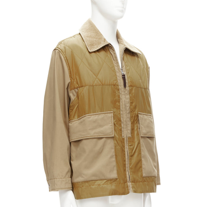 BURBERRY brown corduroy collar padded pocketed chore field jacket M