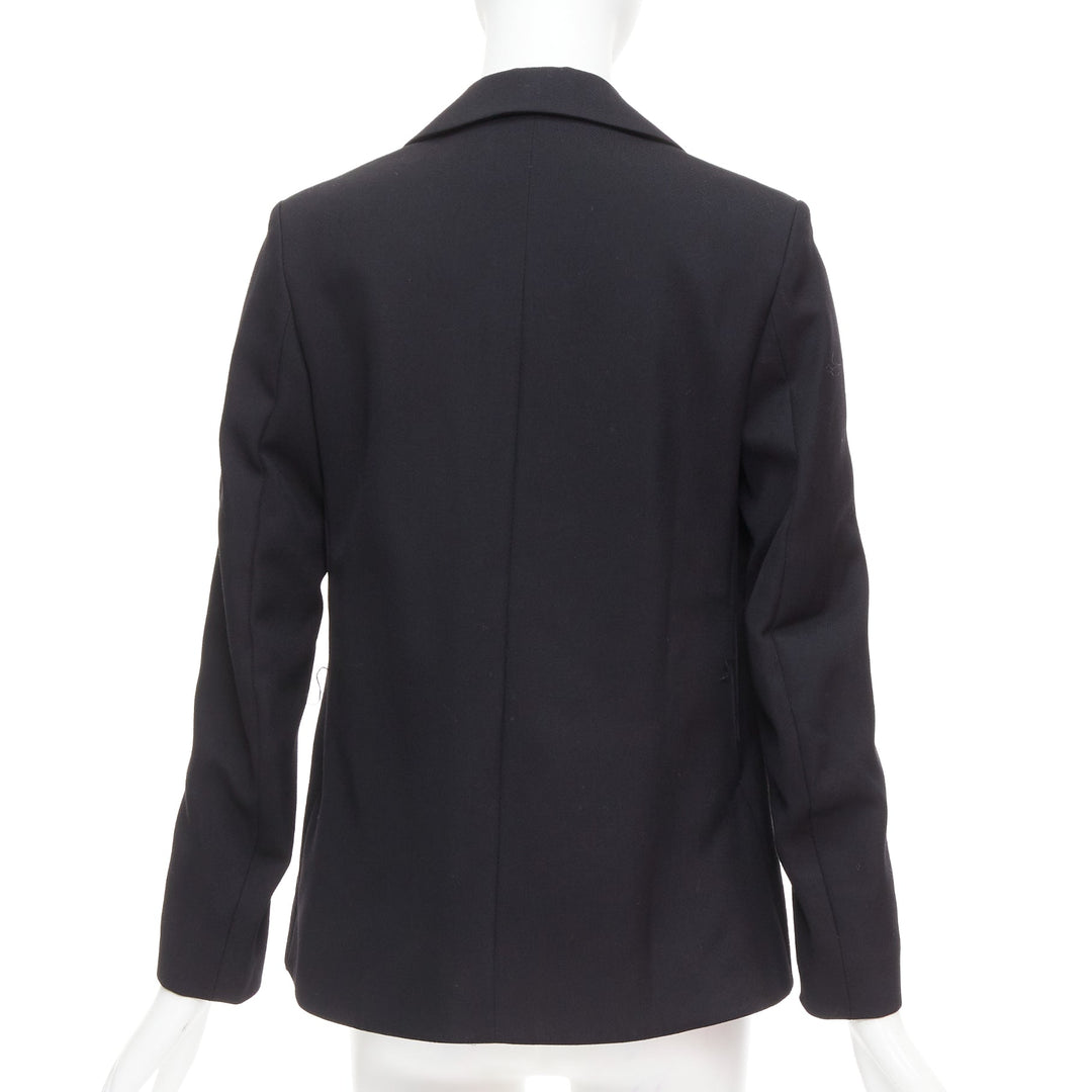 YVES SAINT LAURENT 2010 black wool blend deconstructed blazer FR36 S