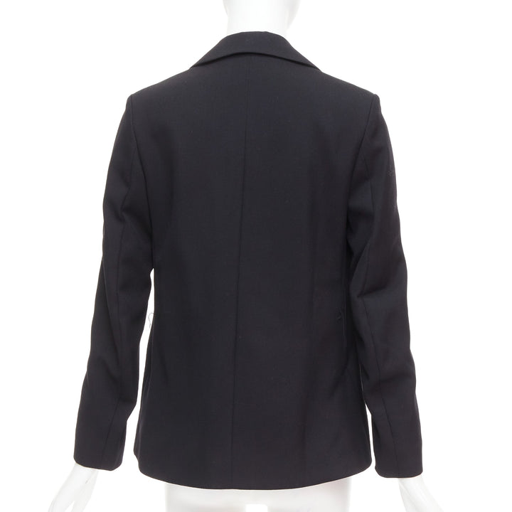 YVES SAINT LAURENT 2010 black wool blend deconstructed blazer FR36 S