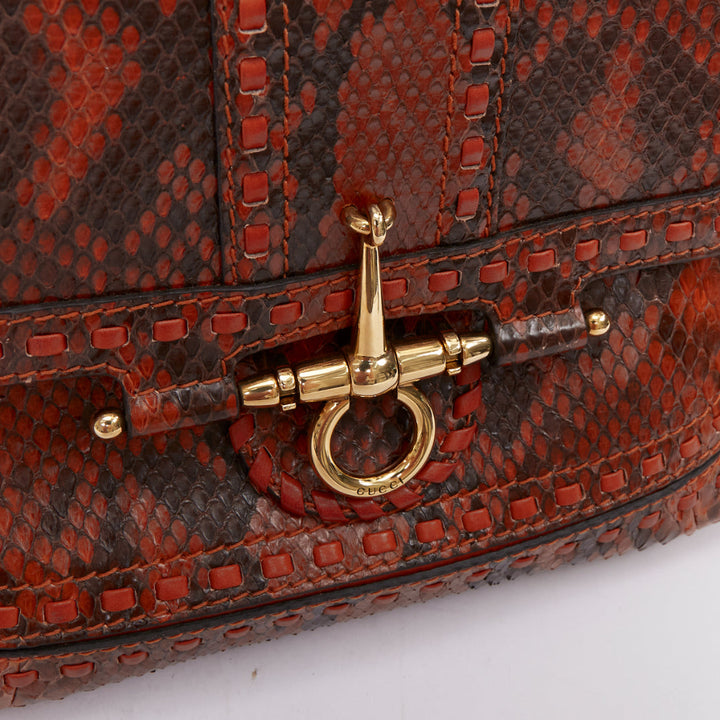 GUCCI 2011 Snaffle Bit Medium Shoulder Bag orange scaled leather crosbody bag