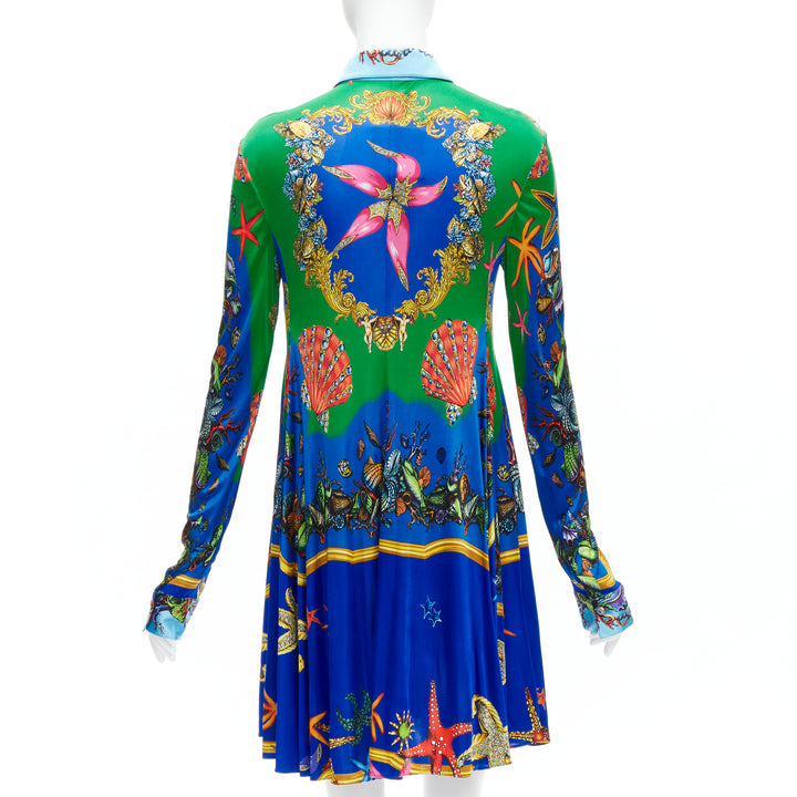 VERSACE 2021 Tresor De La Mer green blue starfish print casual dress IT44 L
