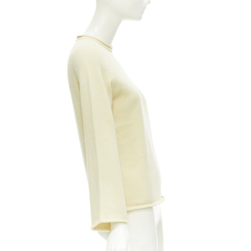YOHJI YAMAMOTO cream beige 100% wool rolled edge wide sleeve sweater M