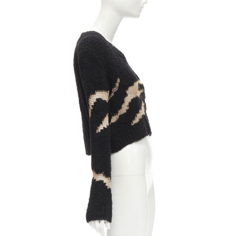 PHILOSOPHY DI LORENZO SERAFINI gold lattice sheer black slouchy sweater top IT38