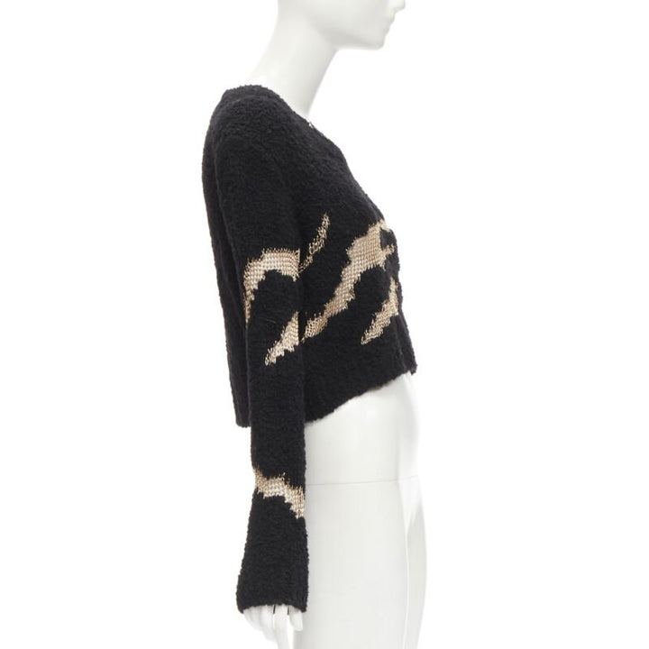 PHILOSOPHY DI LORENZO SERAFINI gold lattice sheer black slouchy sweater top IT38