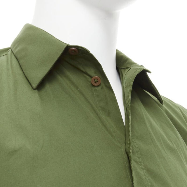 Runway GIVENCHY Tisci 2012 green cotton Birds of Paradise patch sleeve shirt S