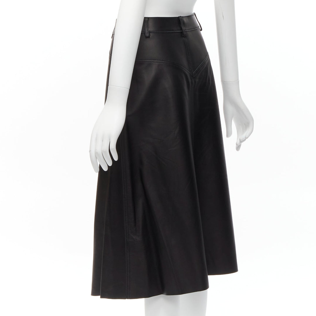 DION LEE black sheep leather back yoke front slit A-line skirt UK6 XS