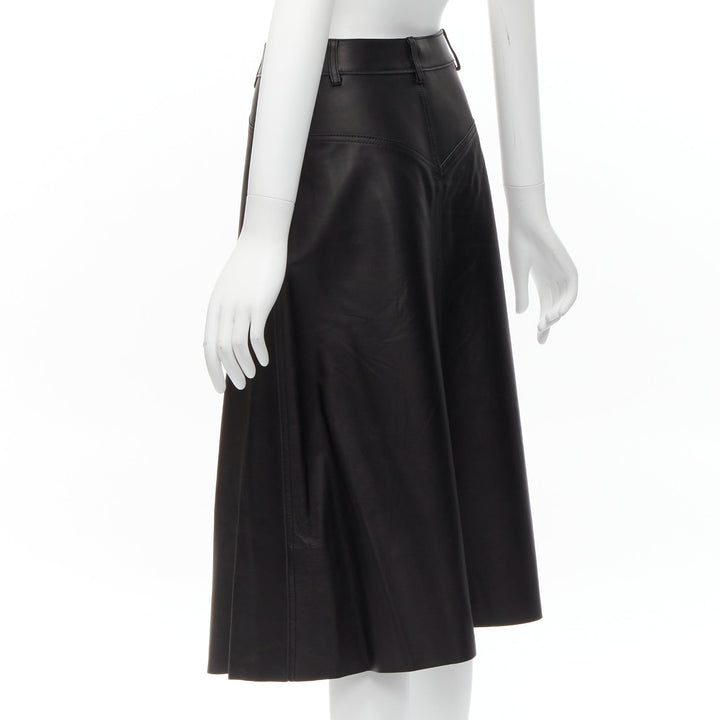 DION LEE black sheep leather back yoke front slit A-line skirt UK6 XS