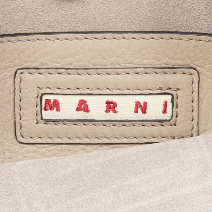 MARNI stone grey silver lock dual zip pouch chain sport strap crossbody bag