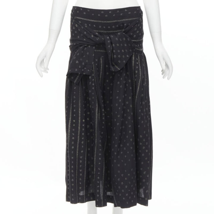 TRICOT COMME DES GARCONS black Ethnic Bohemian floral jacquard flared skirt S