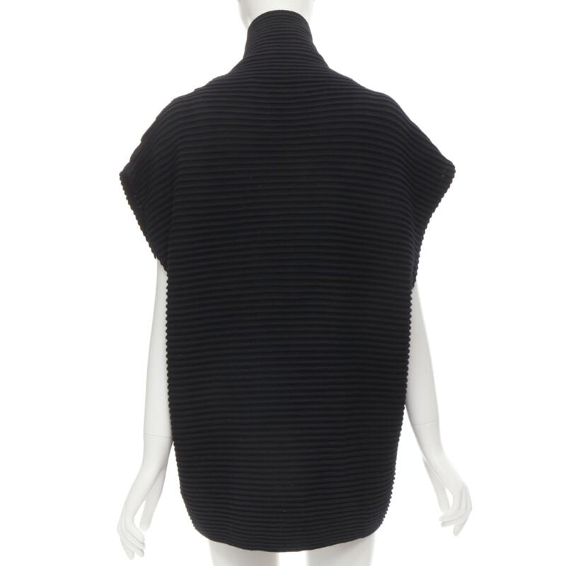 VVB VICTORIA BECKHAM 100% wool black ribbed cap sleeve popover sweater US2 S