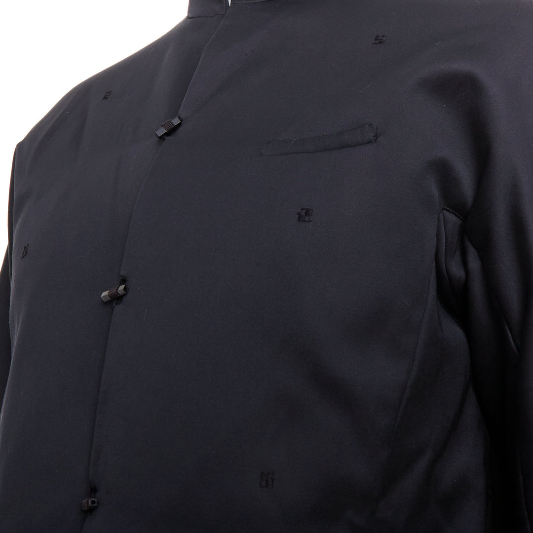 SHIATZY CHEN black cotton blend silky embroidered padded coat IT48 M