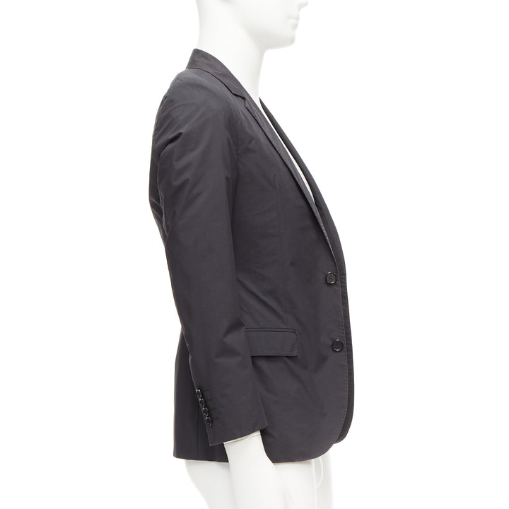 LANVIN dark grey cotton blend nylon minimal single breast suit blazer EU44 XS