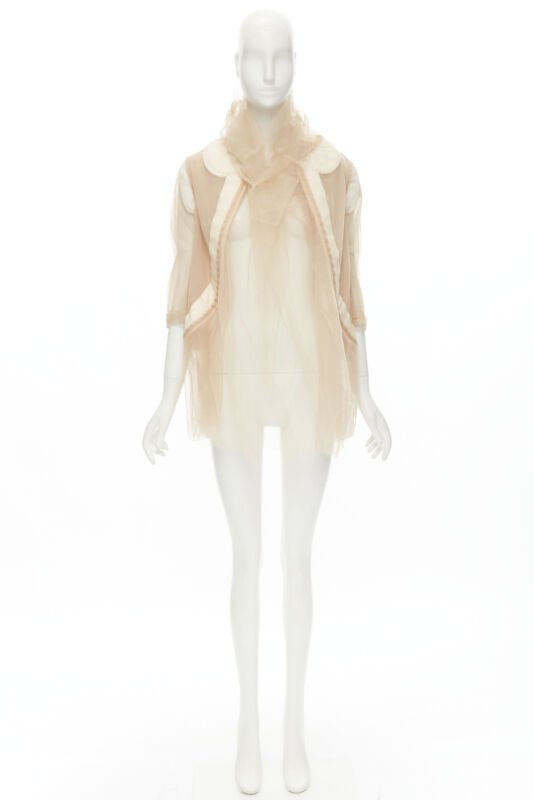 rare COMME DES GARCONS 2009 Runway nude deconstructed inside out tulle jacket XS