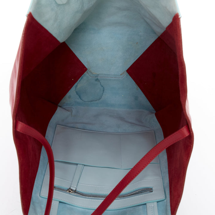 CELINE Phantom Cabas baby blue red bicolour horizontal tote bag