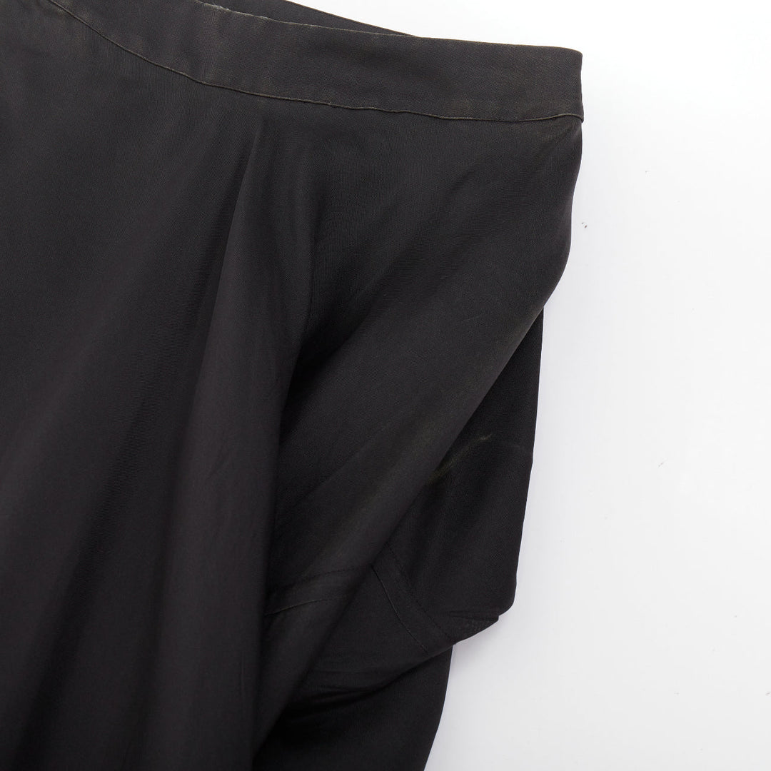 RICK OWENS 2017 Walrus 100% silk black draped high low skort skirt IT38 XS