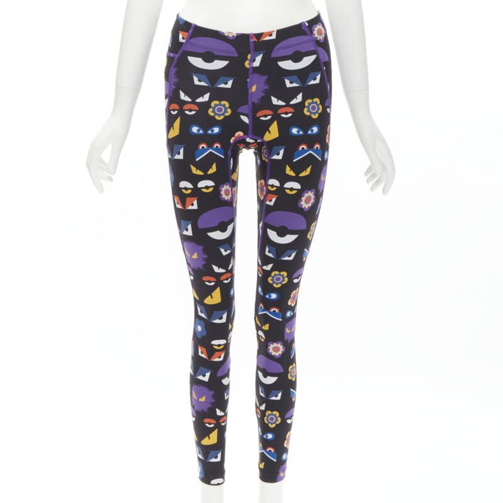 FNEDI Monster Bug Eye black graphic print Activewear leggings