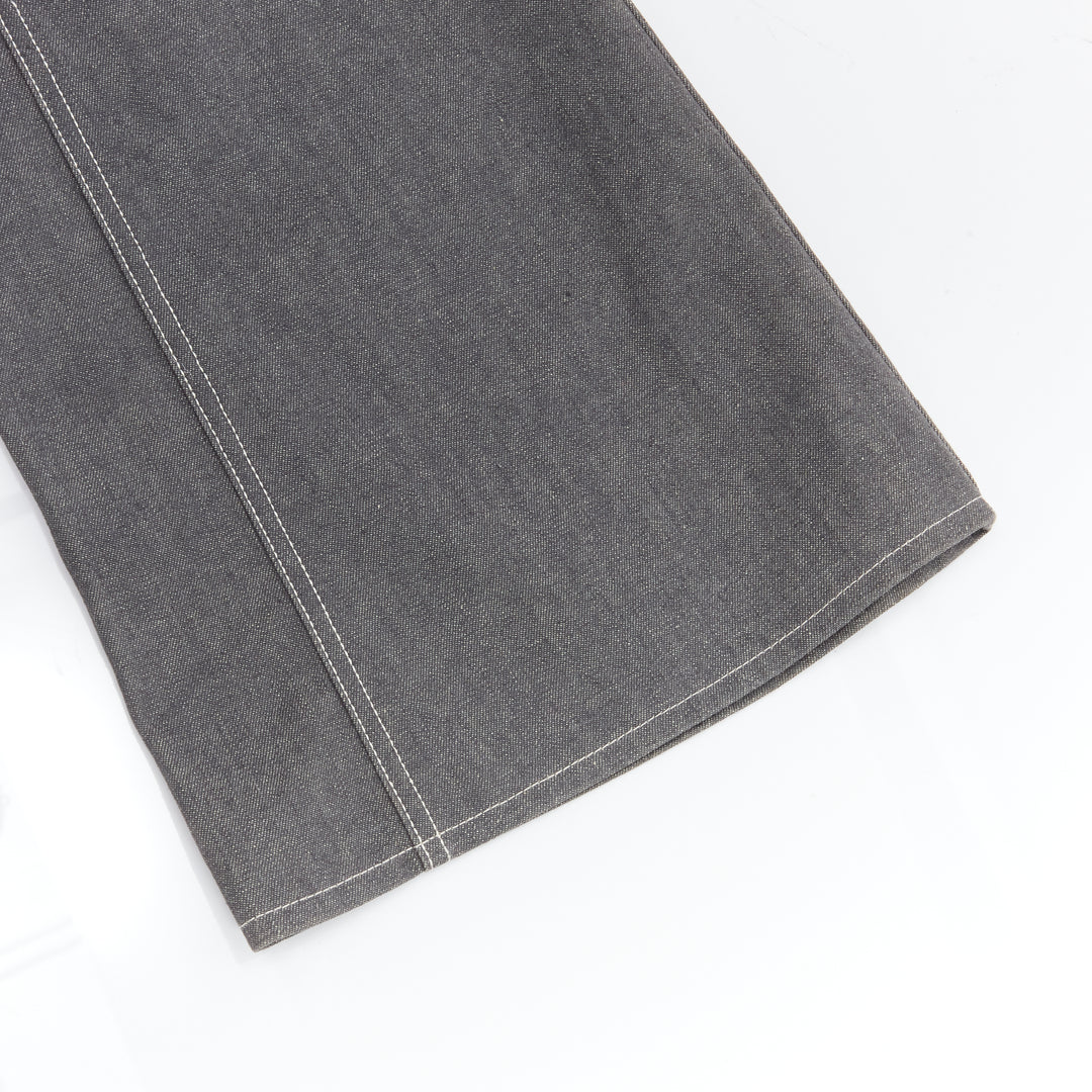 CHANEL 01P Vintage Runway CC rhinestone logo topstitch flared cargo pants FR36 S