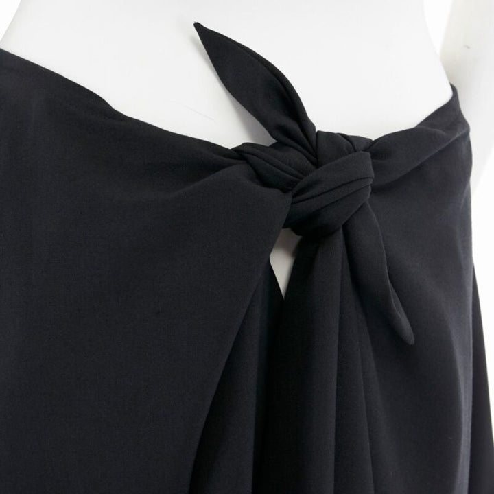 JUNYA WATANABE 1998 black wool blend origami pleated front wrap tie skirt M