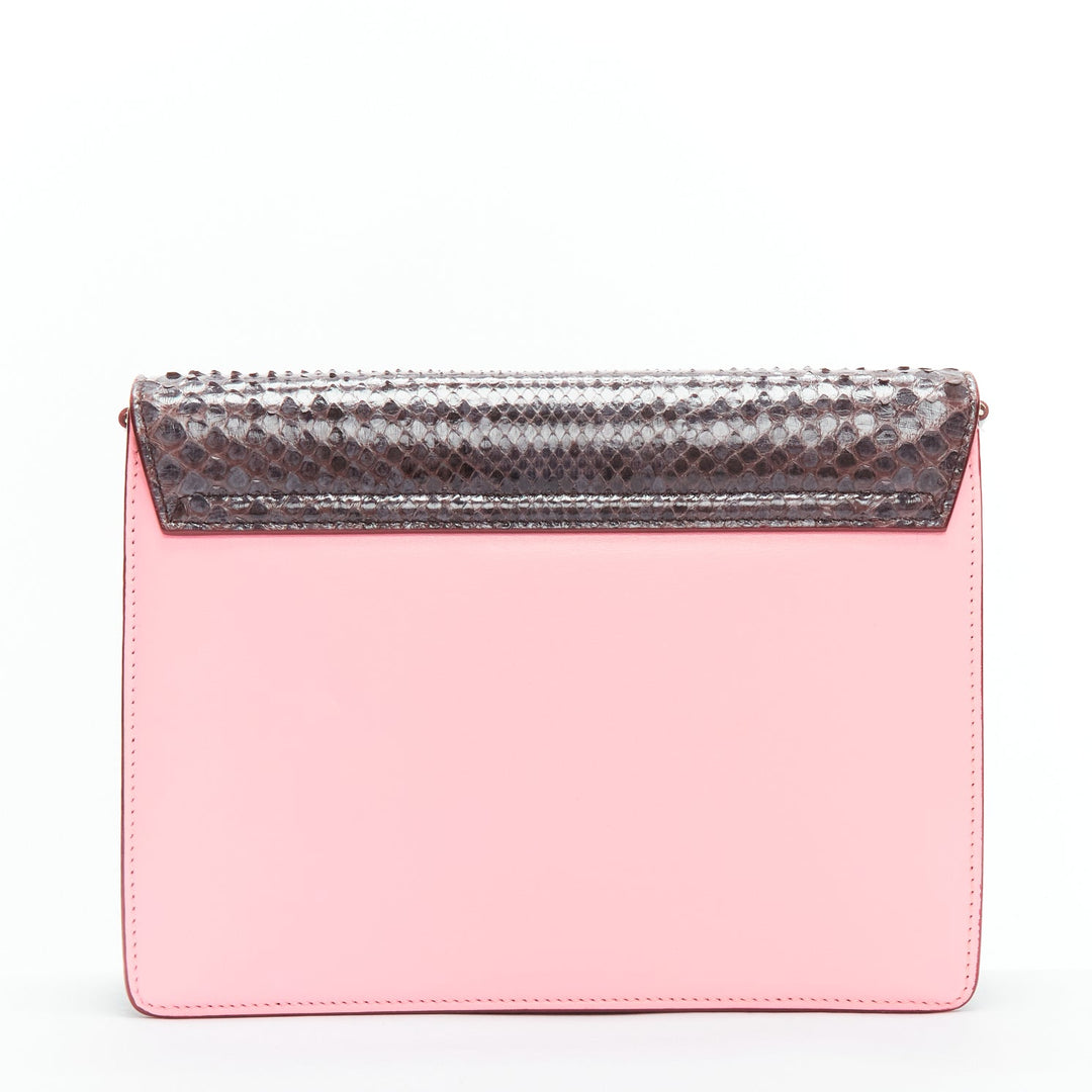 DOLCE GABBANA Lucia pink grey scaled leather flap clasp crossbody bag