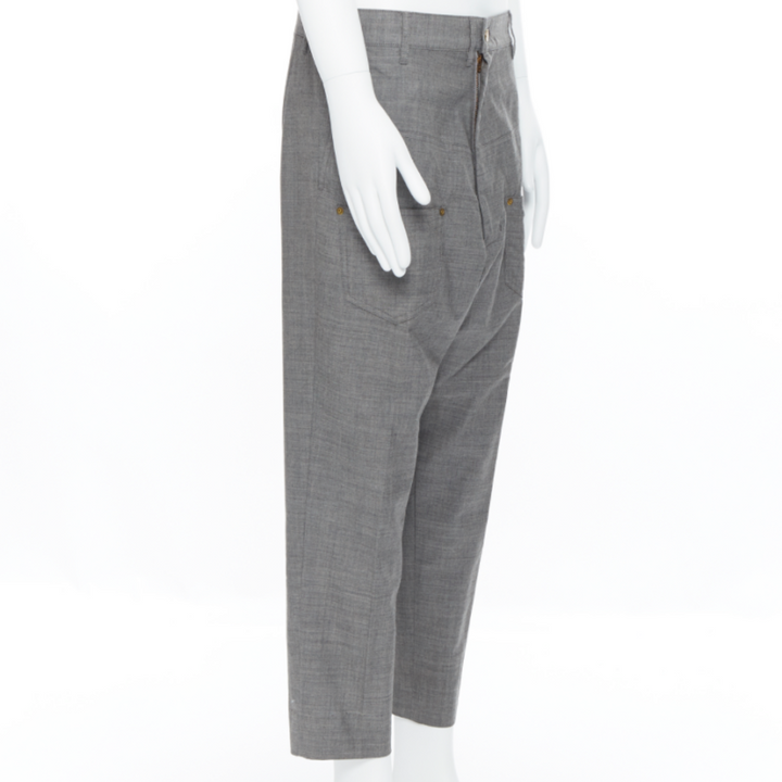 MERCIBEAUCOUP grey wool reversed back to front dropped crotch trousers JP3 L