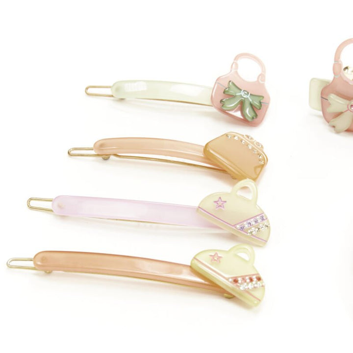 CHIC & MODE Alexandre Zouari pastel cystal bow purse acrylic hair clip tie X6