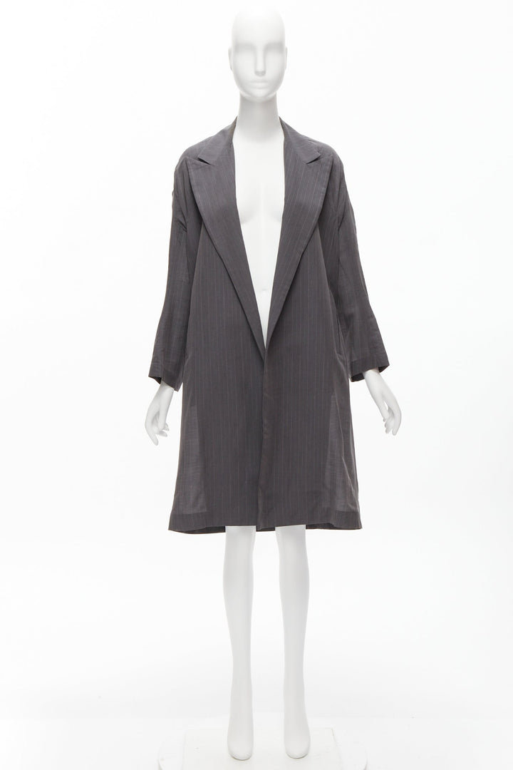YOHJI YAMAMOTO grey notched peak lapel A-line wide cut coat JP1 S