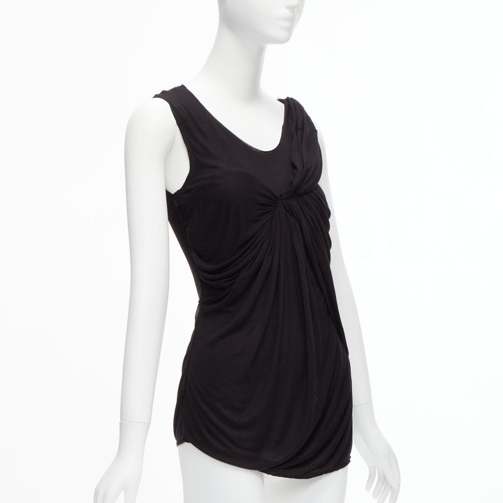 LANVIN black asymmetric draped bust scoop neck sleeveless tank top FR32 XXS