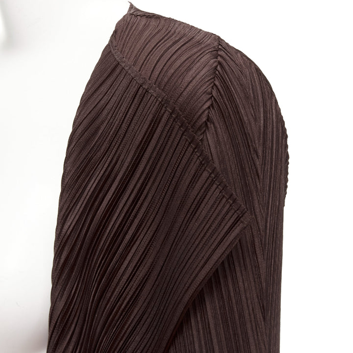 ISSEY MIYAKE Pleats Please dark brown plisse 3D cut cardigan jacket JP3 L