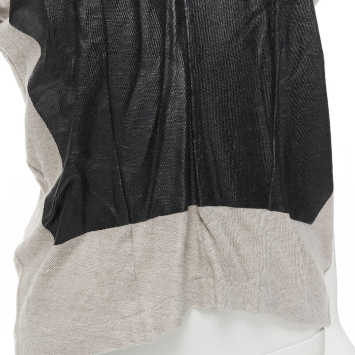 vintage JUNYA WATANABE 1998 grey linen black lacquered front sweater top S
